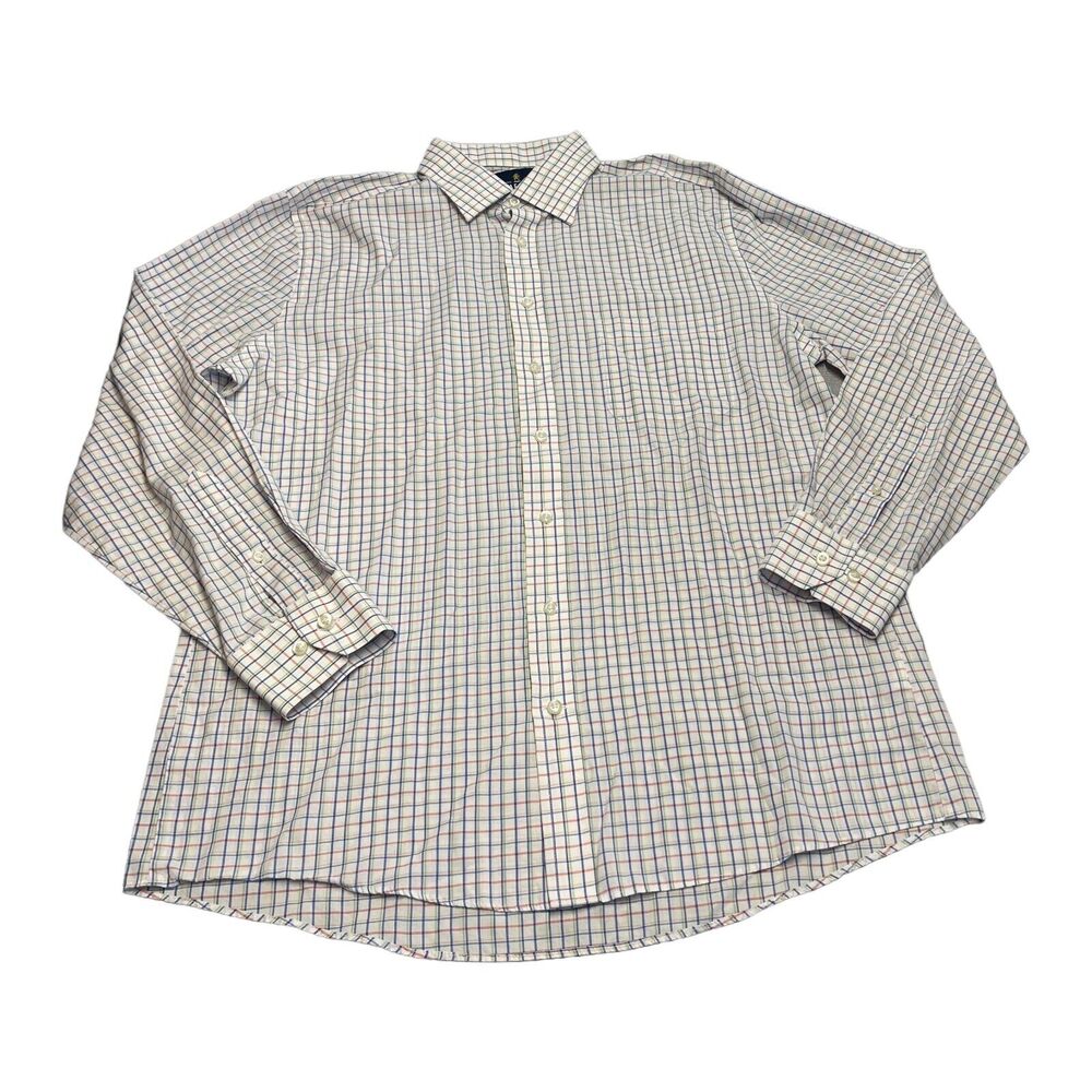 Stafford Dress Shirt Men's 16 Multicolor Plaid Cotton Fitted Long Sleeve Formal - Picture 1 of 6